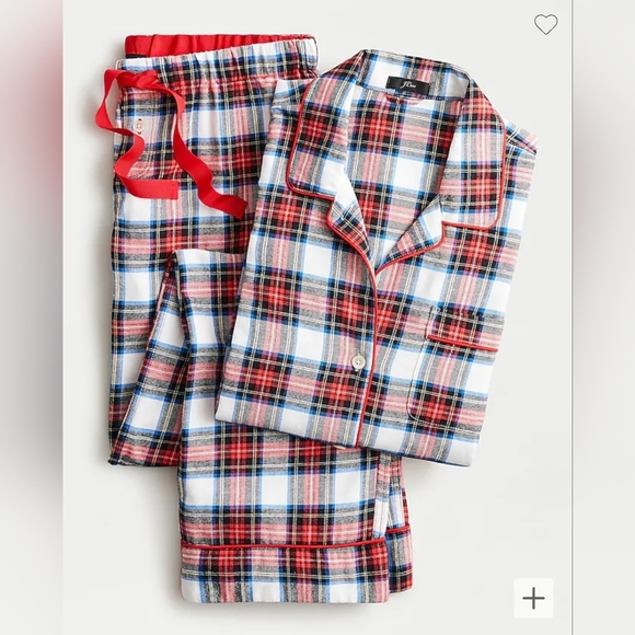 J. Crew Other - J. Crew 🎄 Flannel pajama set in white-out plaid, size XS